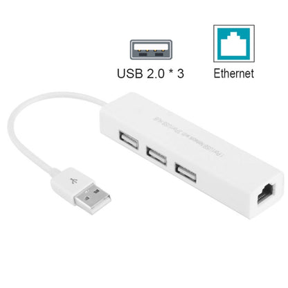 USB 2.0 Ethernet Network Adapter + 3 Ports USB HUB(White) - USB 2.0 HUB by buy2fix | Online Shopping UK | buy2fix