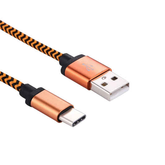 1m Woven Style USB-C / Type-C 3.1 to USB 2.0 Data Sync Charge Cable(Orange) - USB-C & Type-C Cable by buy2fix | Online Shopping UK | buy2fix