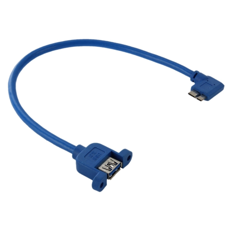 90 Degree Left Turn USB 3.0 Micro-B Male to USB 3.0 Female OTG Cable for Tablet / Portable Hard Drive, Length: 30cm(Blue) - USB 3.0 by buy2fix | Online Shopping UK | buy2fix