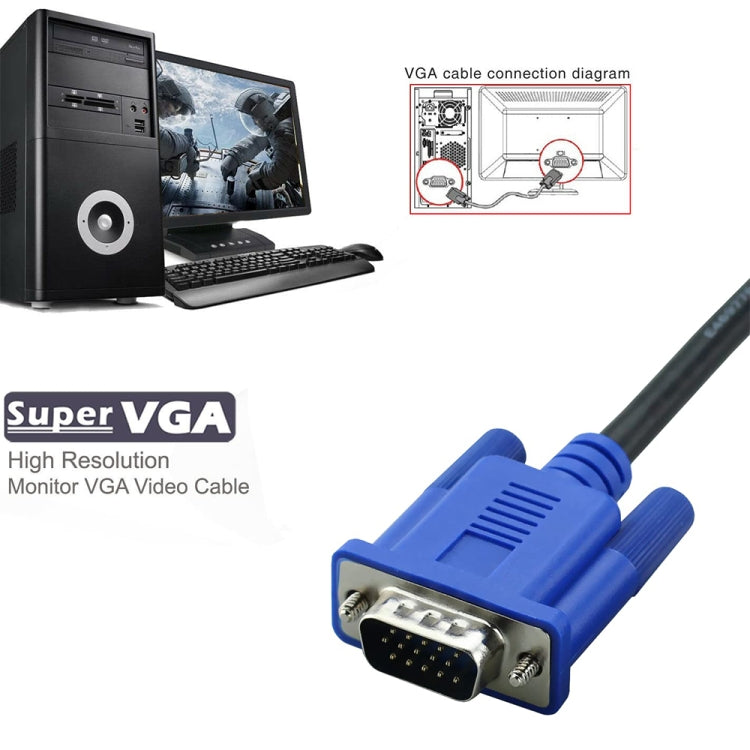 5m High Quality VGA 15Pin Male to VGA 15Pin Male Cable for LCD Monitor / Projector(Black) - Cable by buy2fix | Online Shopping UK | buy2fix