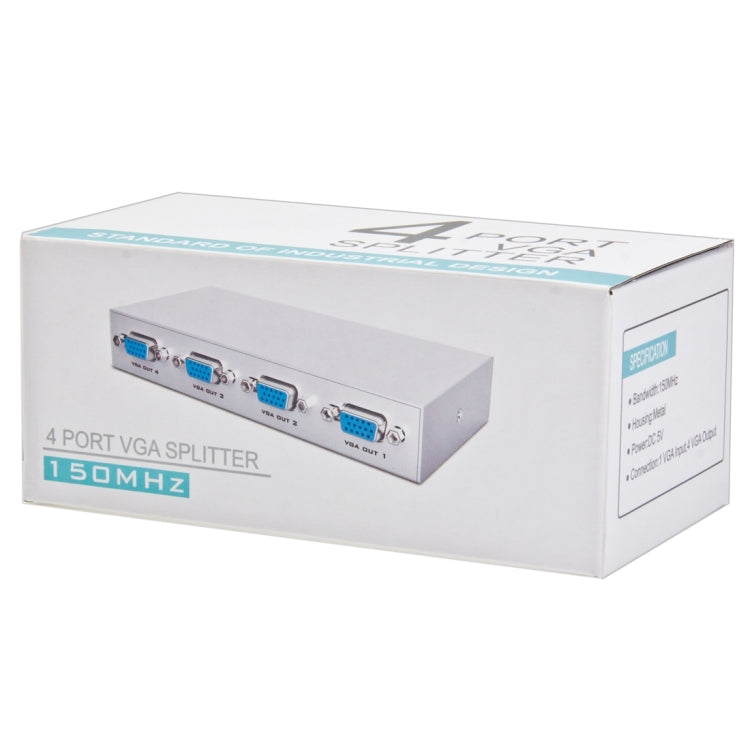 4 Port 150MHz VGA Splitter (1 VGA Input, 4 VGA Output) - VGA Splitters by buy2fix | Online Shopping UK | buy2fix