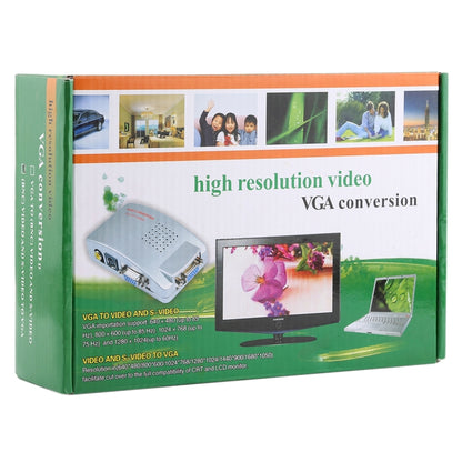 High Resolution (BNC) Video and S-Video to VGA Conversion(Black) - VGA Converter by buy2fix | Online Shopping UK | buy2fix