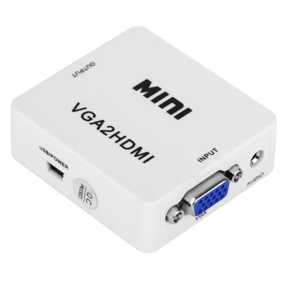 HD 1080P HDMI Mini VGA to HDMI Scaler Box Audio Video Digital Converter(White) -  by buy2fix | Online Shopping UK | buy2fix