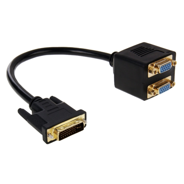 30cm DVI 24+5 Pin Male to 2 VGA Female Splitter Cable(Black) - Cable by buy2fix | Online Shopping UK | buy2fix