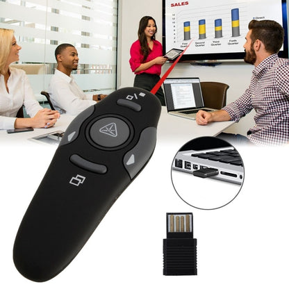 Multimedia Presenter with Laser Pointer & USB Receiver for Projector / PC / Laptop, Control Distance: 15m(Black) - Computer & Networking by buy2fix | Online Shopping UK | buy2fix