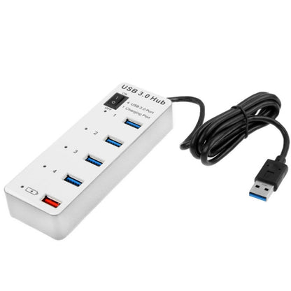 4 Ports USB 3.0 + 1 Port Fast Charging Hub with ON/OFF Switch (BYL-3011)(White) - USB 3.0 HUB by buy2fix | Online Shopping UK | buy2fix