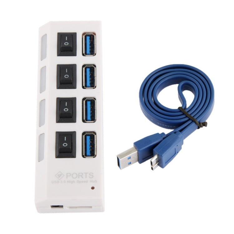 4 Ports USB 3.0 HUB, Super Speed 5Gbps, Plug and Play, Support 1TB (White) - USB 3.0 HUB by buy2fix | Online Shopping UK | buy2fix