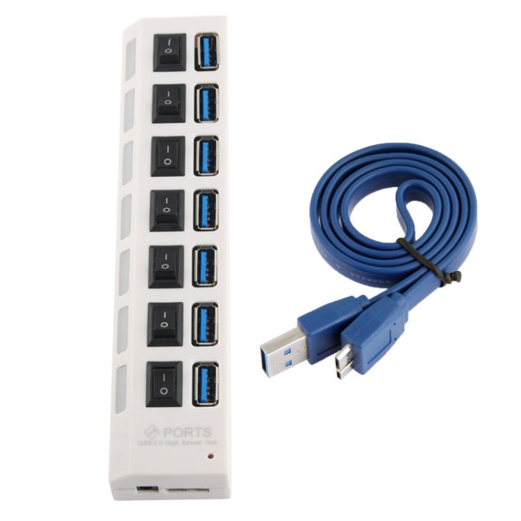 7 Ports USB 3.0 HUB, Super Speed 5Gbps, Plug and Play, Support 1TB(White) - USB 3.0 HUB by buy2fix | Online Shopping UK | buy2fix