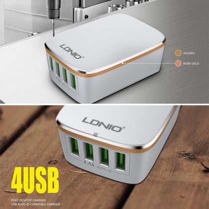 LDNIO A4404 4.4A 4 x USB Ports Smart Travel Charger, UK Plug - Mobile Accessories by LDNIO | Online Shopping UK | buy2fix