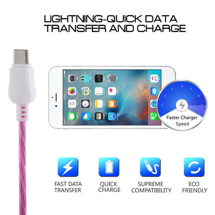 LED Flowing Light 1m USB A to Type-C Data Sync Charge Cable, For Galaxy, Huawei, Xiaomi, LG, HTC and Other Smart Phones(Magenta) - USB-C & Type-C Cable by buy2fix | Online Shopping UK | buy2fix