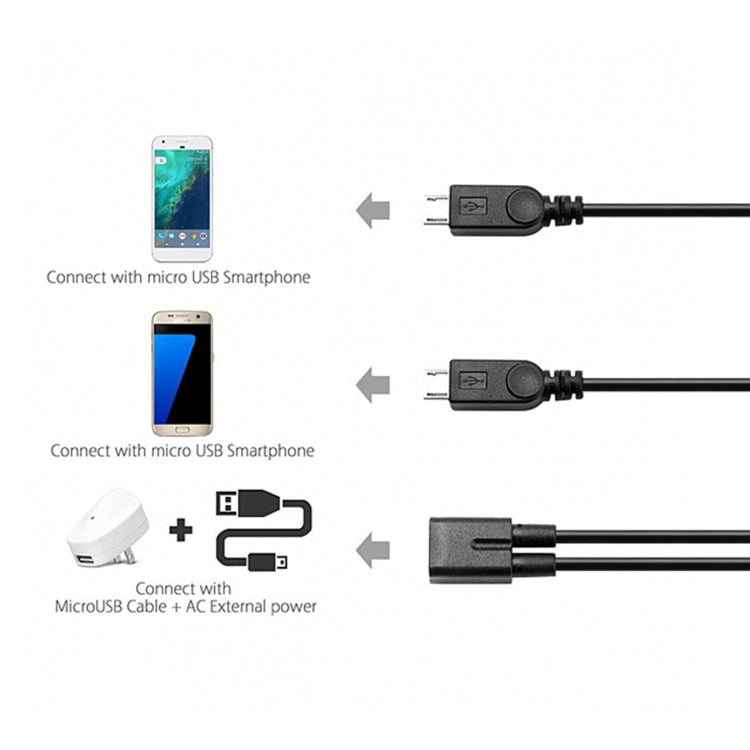 USB-C / Type-C Female to 2 x Micro USB Male Adapter Y Cable, Total Length: about 30cm - Multifunctional Cable by buy2fix | Online Shopping UK | buy2fix