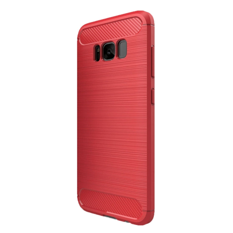 For Galaxy S8 Brushed Carbon Fiber Texture Shockproof TPU Protective Cover Case (Red) - Samsung Accessories by buy2fix | Online Shopping UK | buy2fix