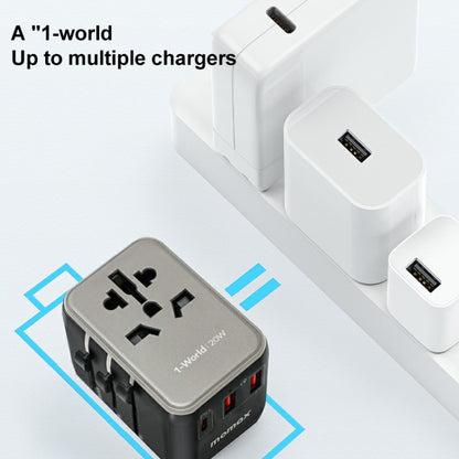 MOMAX UA11 1-World 20W PD Global Travel Fast Charger Power Adapter(Black) - International Plug Adaptor by MOMAX | Online Shopping UK | buy2fix