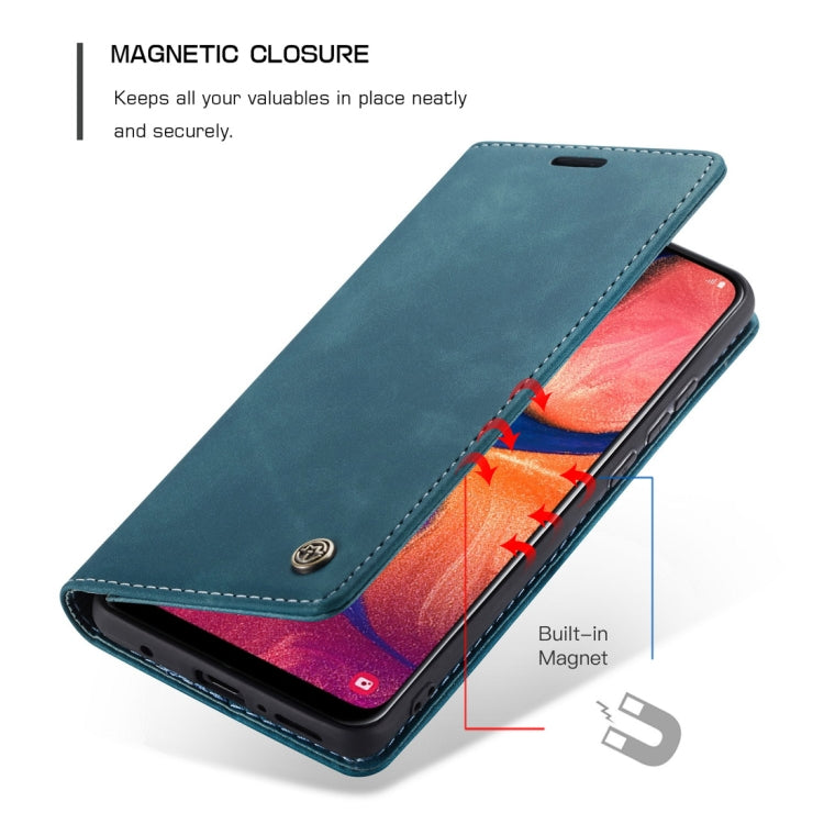 CaseMe-013 Multifunctional Retro Frosted Horizontal Flip Leather Case for Galaxy A20 / A30, with Card Slot & Holder & Wallet (Blue) - Samsung Accessories by CaseMe | Online Shopping UK | buy2fix