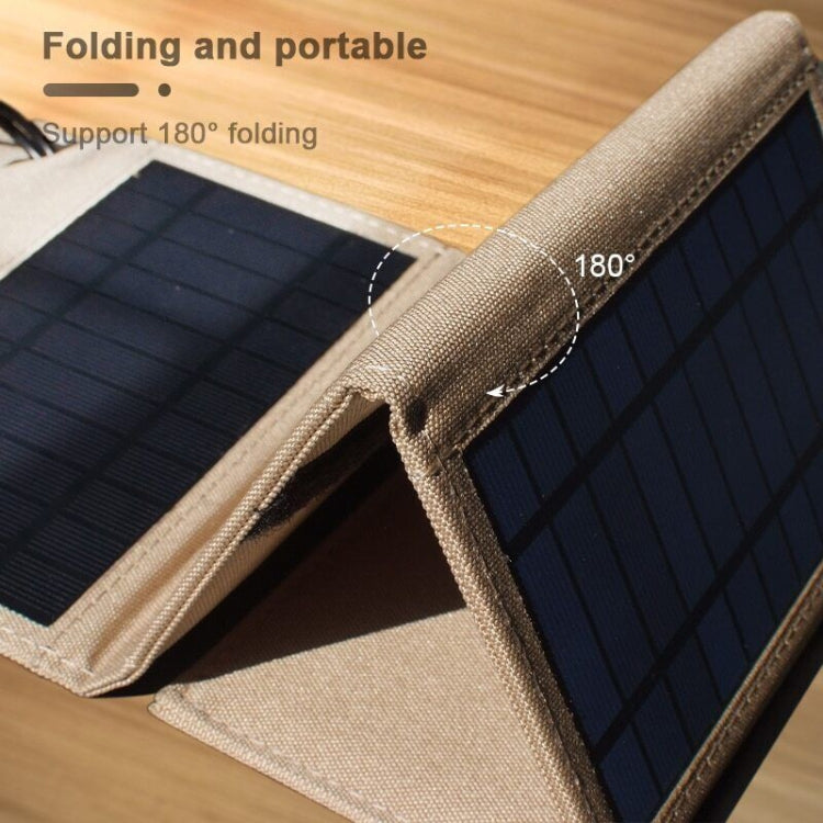 10W Monocrystalline Silicon Foldable Solar Panel Outdoor Charger with 5V Dual USB Ports (Khaki) - Charger by buy2fix | Online Shopping UK | buy2fix