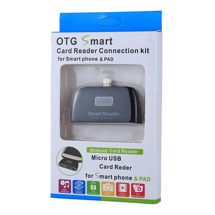 Micro SD + SD + USB 2.0 + Micro USB Port to Micro USB OTG Smart Card Reader Connection Kit with LED Indicator Light(Black) - U Disk & Card Reader by buy2fix | Online Shopping UK | buy2fix