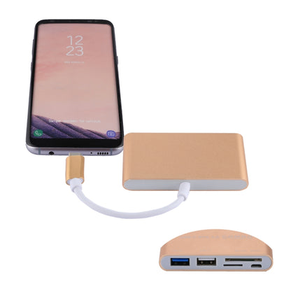 5 in 1 Micro SD + SD + USB 3.0 + USB 2.0 + Micro USB Port to USB-C / Type-C OTG COMBO Adapter Card Reader for Tablet, Smartphone, PC(Gold) - Computer & Networking by buy2fix | Online Shopping UK | buy2fix