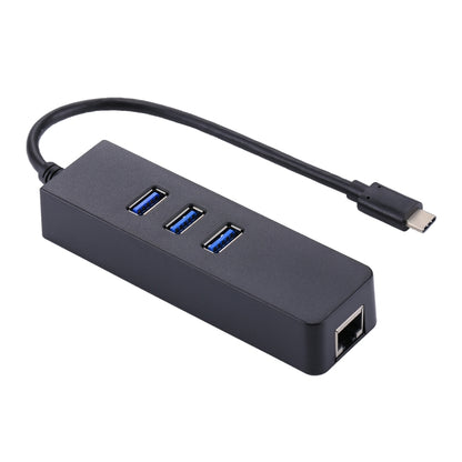 USB-C / Type-C to 3 USB 3.0 Ports HUB + RJ45 High Speed Gigabit Ethernet Adapter Multi-function LAN Adapter - Lan Cable and Tools by buy2fix | Online Shopping UK | buy2fix