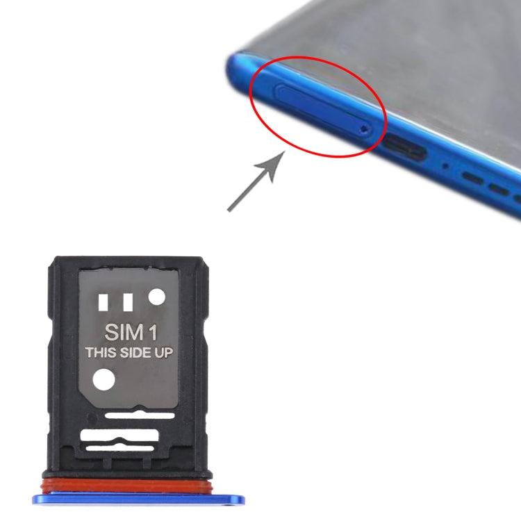 For TCL 10 Plus Original SIM Card Tray + SIM / Micro SD Card Tray (Blue) - Repair & Spare Parts by buy2fix | Online Shopping UK | buy2fix