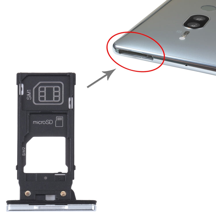 For Sony Xperia XZ2 Premium Original SIM Card Tray + SIM / Micro SD Card Tray (Silver) - Repair & Spare Parts by buy2fix | Online Shopping UK | buy2fix