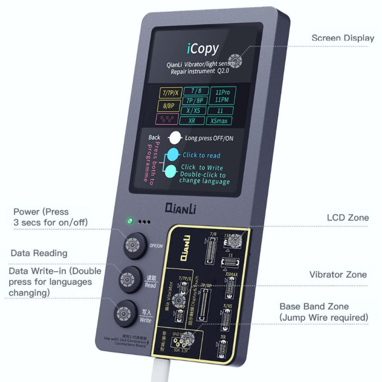 For iPhone 6 - 14 Pro Max 5 in 1 Qianli iCopy Plus 2.2 Repair Detection Programmer Set, Plug: EU - Repair Programmer by QIANLI | Online Shopping UK | buy2fix