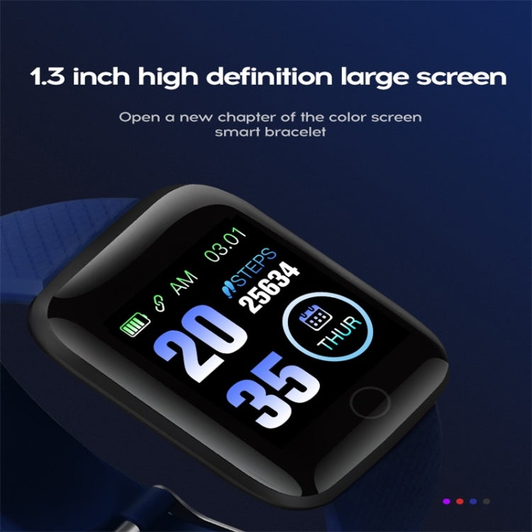 116plus 1.3 inch Color Screen Smart Bracelet IP67 Waterproof, Support Call Reminder/ Heart Rate Monitoring /Blood Pressure Monitoring/ Sleep Monitoring/Excessive Sitting Reminder/Blood Oxygen Monitoring(Red) - Smart Wear by buy2fix | Online Shopping UK | buy2fix