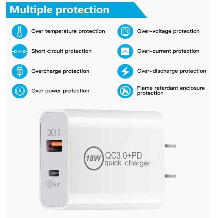 SDC-18W 18W PD + QC 3.0 USB Dual Fast Charging Universal Travel Charger with Micro USB Fast Charging Data Cable, EU Plug - Mobile Accessories by buy2fix | Online Shopping UK | buy2fix