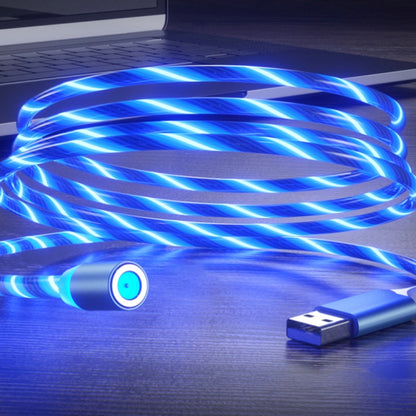 USB to Micro USB Magnetic Suction Colorful Streamer Mobile Phone Charging Cable, Length: 1m(Blue Light) - Mobile Accessories by buy2fix | Online Shopping UK | buy2fix