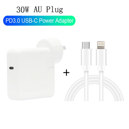 2 in 1 PD3.0 30W USB-C / Type-C Travel Charger with Detachable Foot + PD3.0 3A USB-C / Type-C to 8 Pin Fast Charge Data Cable Set, Cable Length: 1m, AU Plug - Mobile Accessories by buy2fix | Online Shopping UK | buy2fix