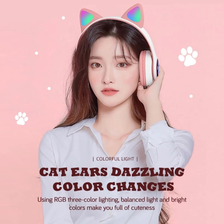 T&G TN-28 3.5mm Bluetooth 5.0 Dual Connection RGB Cat Ear Bass Stereo Noise-cancelling Headphones Support TF Card With Mic(Pink) - Headset & Headphone by T&G | Online Shopping UK | buy2fix