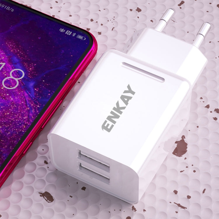 ENKAY Hat-Prince T003-1 10.5W 2.1A Dual USB Travel Charger Power Adapter for Huawei / Xiaomi / Samsung, EU Plug - Mobile Accessories by ENKAY | Online Shopping UK | buy2fix