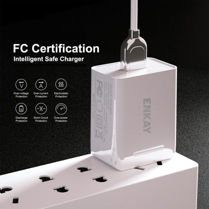 ENKAY Hat-Prince U033 18W 3A PD + QC3.0 Dual USB Fast Charging Power Adapter US Plug Portable Travel Charger With 1m 3A 8 Pin Cable - USB Charger by ENKAY | Online Shopping UK | buy2fix