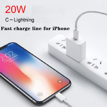 PD 20W Single USB-C / Type-C Port Travel Charger + 3A PD3.0 USB-C / Type-C to 8 Pin Fast Charge Data Cable Set, US Plug 2m - Apple Accessories by buy2fix | Online Shopping UK | buy2fix