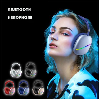 AKZ MAX10 Head-mounted RGB Wireless Bluetooth Music Headset With Microphone, Supports TF Card(Blue) - Headset & Headphone by buy2fix | Online Shopping UK | buy2fix