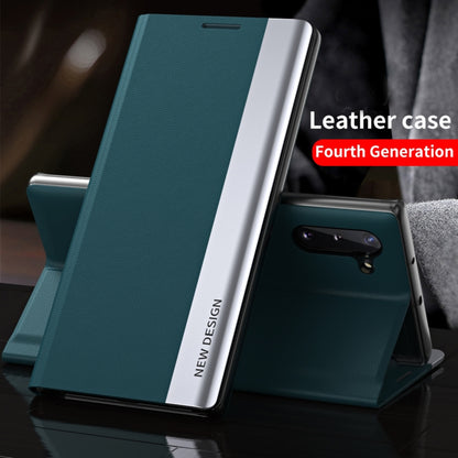 For Samsung Galaxy A71 5G Side Electroplated Magnetic Ultra-Thin Horizontal Flip Leather Case with Holder(Green) - Galaxy Phone Cases by buy2fix | Online Shopping UK | buy2fix