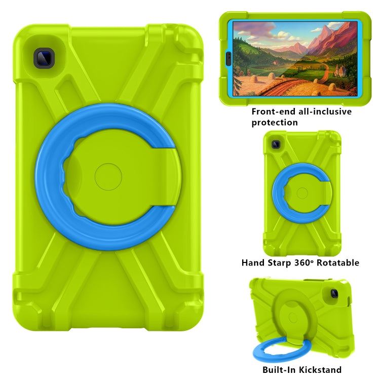 For Galaxy Tab A7 Lite T220/T225 PC + Silicone Shockproof Combination Case with 360 Degree Rotating Holder & Handle(Grass Green+Blue) - Tab A7 Lite T220 / T225 by buy2fix | Online Shopping UK | buy2fix