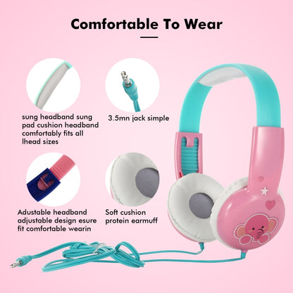 KID101 Portable Cute Children Learning Wired Headphone(Pink Green) - Multimedia Headset by buy2fix | Online Shopping UK | buy2fix