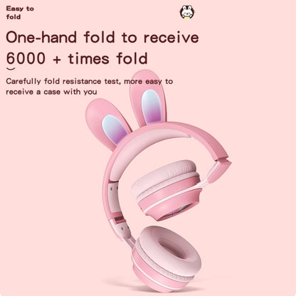 KE-01 Rabbit Ear Wireless Bluetooth 5.0 Stereo Music Foldable Headset with Mic For PC(White Pink) - Headset & Headphone by buy2fix | Online Shopping UK | buy2fix