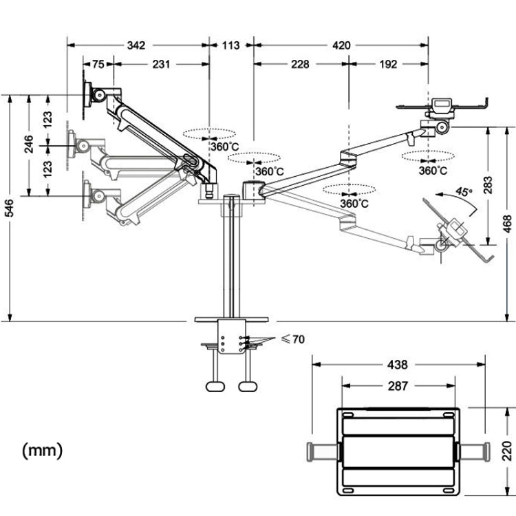 OL-3S Aluminum Height Adjustable Desktop Computer Stand for 17-32 inch and 12-17 inch Monitor(Silver) - Computer & Networking by buy2fix | Online Shopping UK | buy2fix