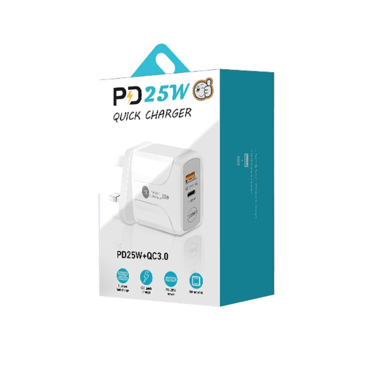 PD25W USB-C / Type-C + QC3.0 USB Dual Ports Fast Charger, UK Plug(Black) - Apple Accessories by buy2fix | Online Shopping UK | buy2fix