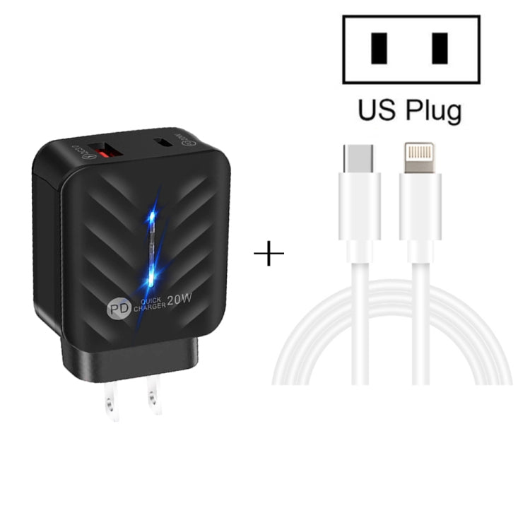 PD03 20W PD3.0 + QC3.0 USB Charger with Type-C to 8 Pin Data Cable, US Plug(White) - Apple Accessories by buy2fix | Online Shopping UK | buy2fix