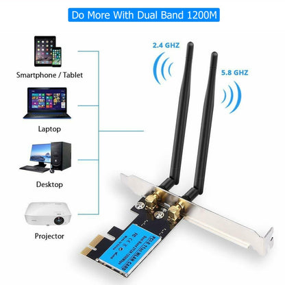 1200Mbps 5G / 2.4G Dual Band PCIe Wireless Network Card -  by buy2fix | Online Shopping UK | buy2fix