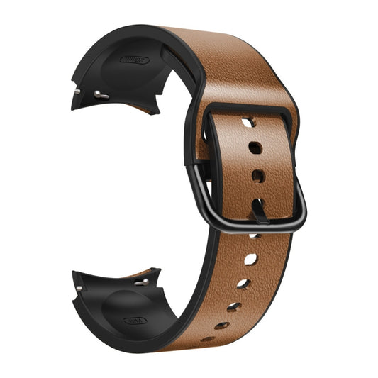For Samsung Galaxy Watch 4 40mm 20mm Silicone Pasted Leather Watch Band(Brown) - Smart Wear by buy2fix | Online Shopping UK | buy2fix