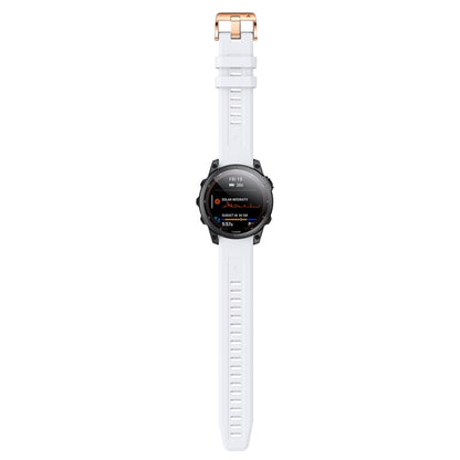 For Garmin Fenix 6S 20mm Rose Gold Buckle Silicone Watch Band(White) - Smart Wear by buy2fix | Online Shopping UK | buy2fix