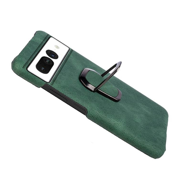 For Google Pixel 7 Ring Holder PU Phone Case(Dark Green) - Google Cases by buy2fix | Online Shopping UK | buy2fix