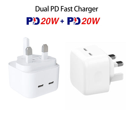 SDC-40W Dual PD USB-C / Type-C Ports Charger with 1m Type-C to 8 Pin Data Cable, UK Plug - Apple Accessories by buy2fix | Online Shopping UK | buy2fix