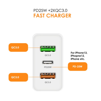 45W PD3.0 + 2 x QC3.0 USB Multi Port Quick Charger, EU Plug(White) - Apple Accessories by buy2fix | Online Shopping UK | buy2fix