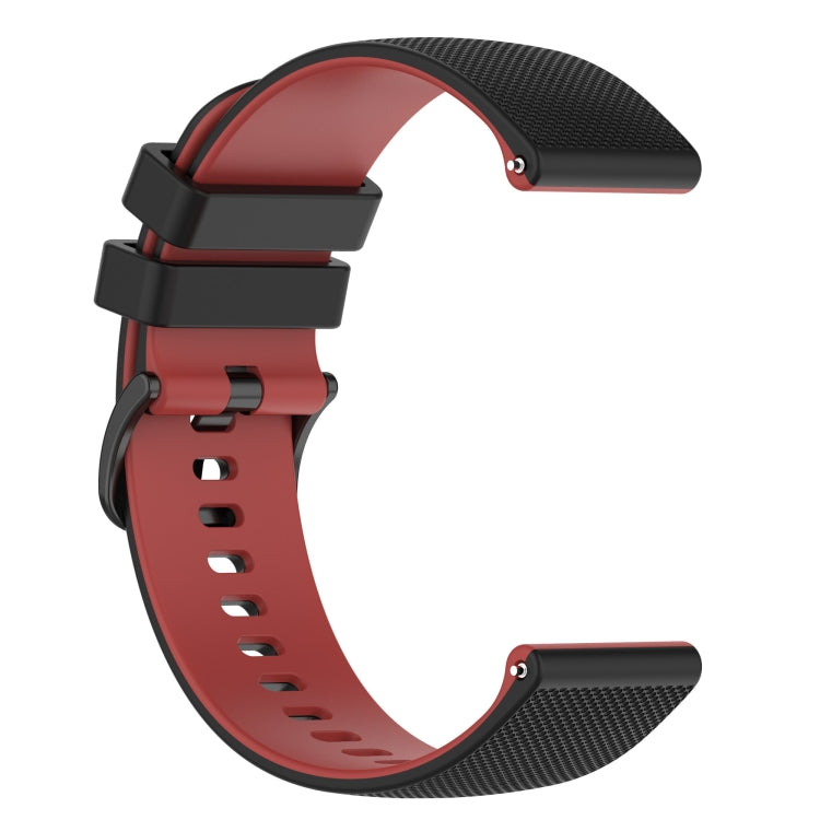 For Garmin VivoMove Style 20mm Checkered Two-Color Silicone Watch Band(Black+Red) - Watch Bands by buy2fix | Online Shopping UK | buy2fix