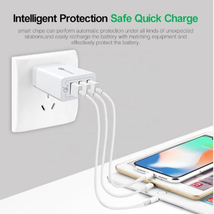 30W QC 3.0 USB + 2 x USB 2.0 Ports Mobile Phone Tablet Quick Charger, AU Plug - Apple Accessories by buy2fix | Online Shopping UK | buy2fix