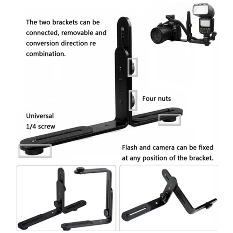 NST-6494 Aluminum Alloy 1/4 inch Hot Shoe Adapter Camera Double L shape Camera Flash Bracket - Camera Accessories by buy2fix | Online Shopping UK | buy2fix